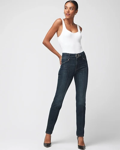 Extra High Rise Everyday Soft Novelty Belt Straight Leg Jeans