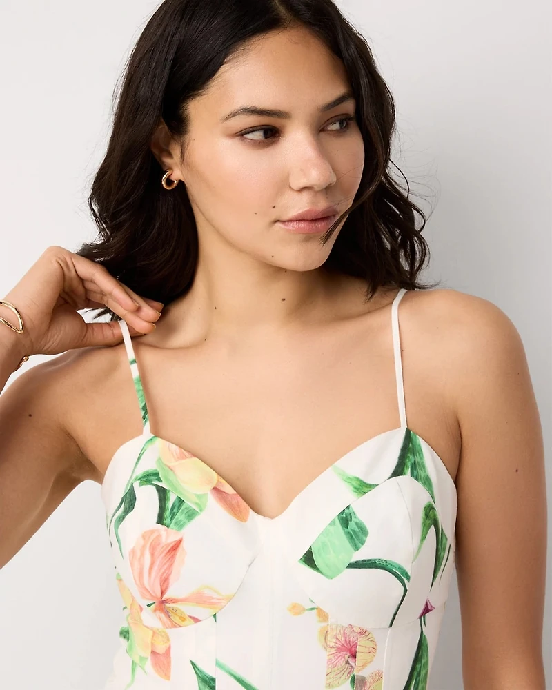 Corset Poplin Midi Dress