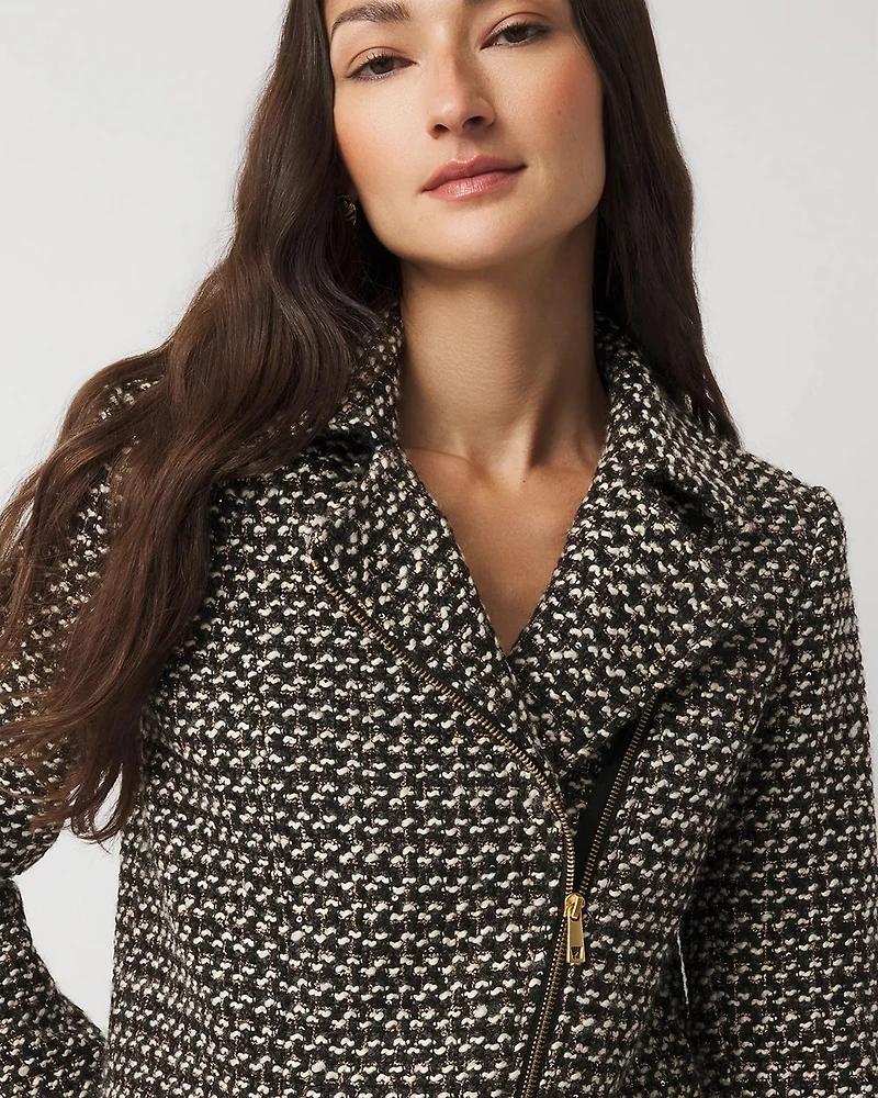 Metallic Tweed Moto Jacket