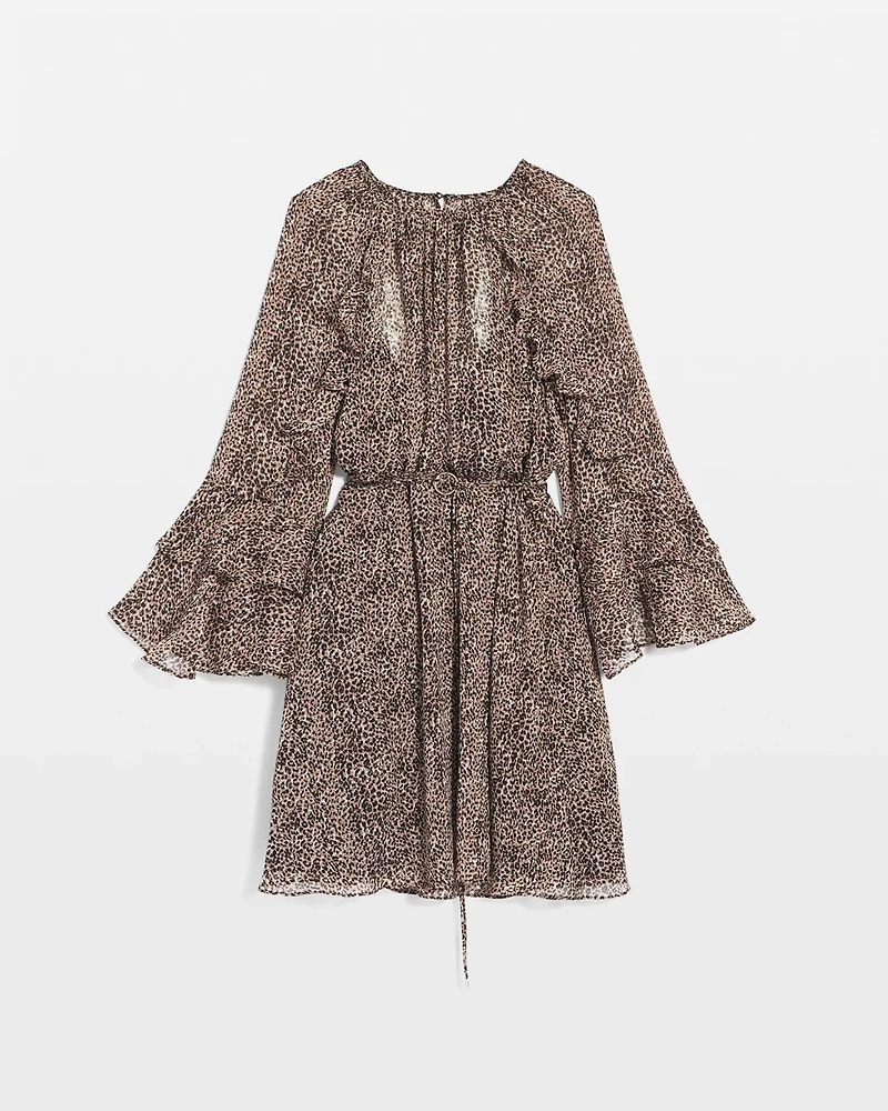 Leopard Ruffle Mini Dress