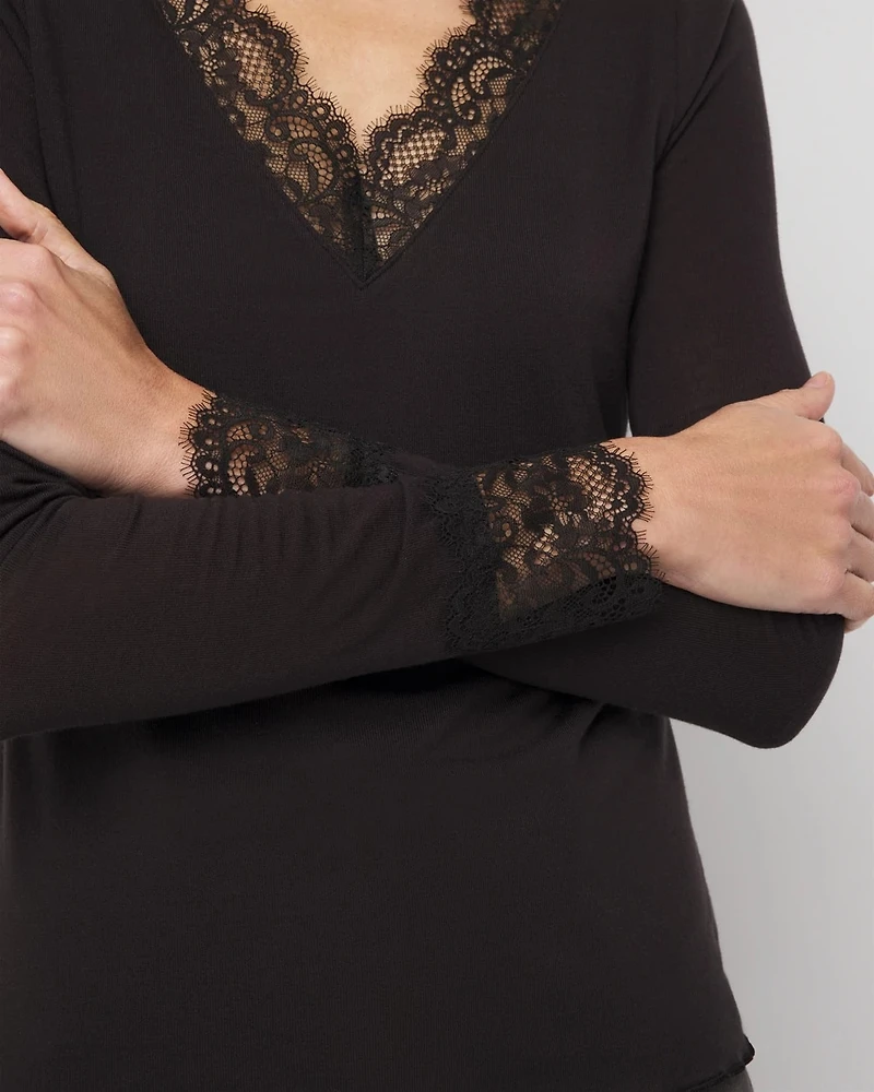 Lace Trim Long Sleeve Tee