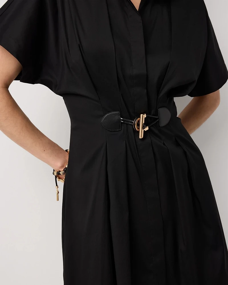 Belted Poplin Shirt Dress