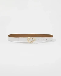 Leather Belt with Gold Sculptural Buckle