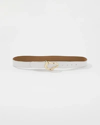 Leather Belt with Gold Sculptural Buckle