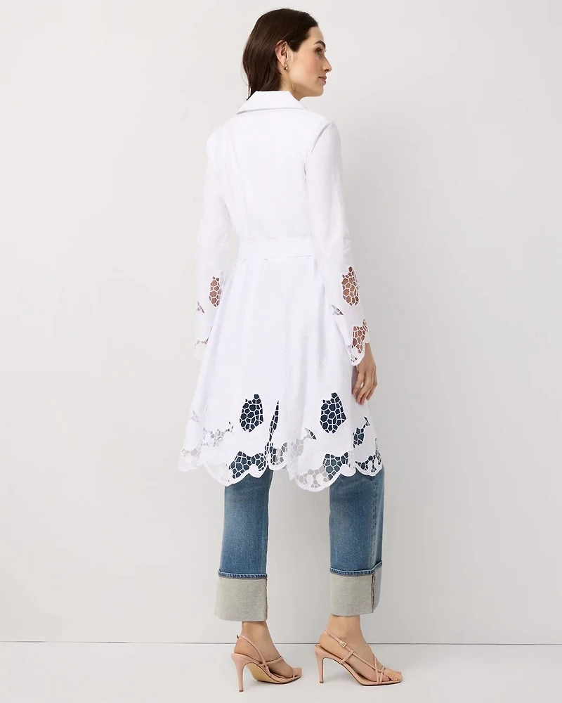 Embroidered Cutwork Trench Coat
