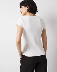 WHBMFORME™ Ribbed Stretch Scoop Neck Tee