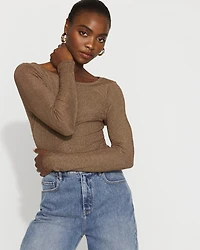 WHBM FORME™ Ribbed Stretch Metallic Long-Sleeve Tee