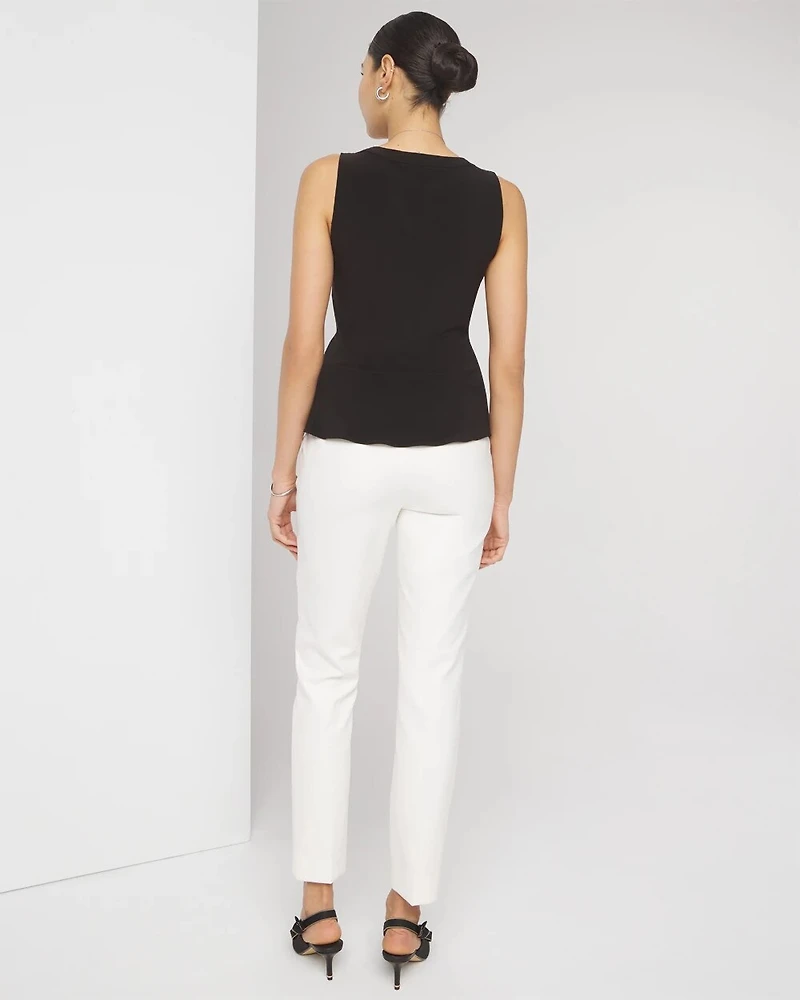Matte Jersey Ladder Trim Peplum Top