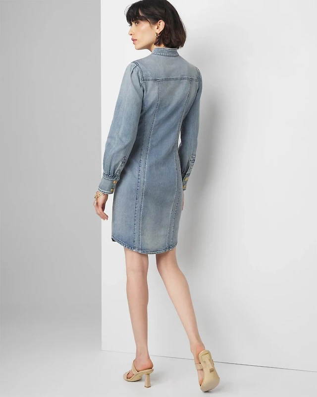white christmas dresses Denim Maxi Shirtdress – New York & Company main image 0