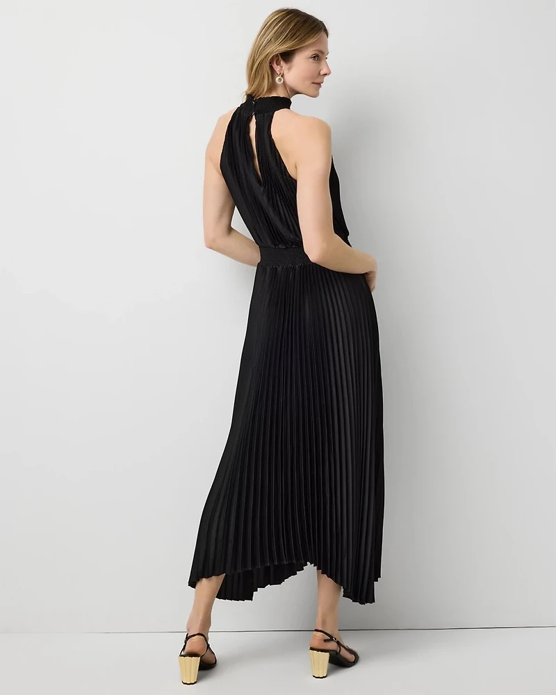 Pleated Midi Halter Dress