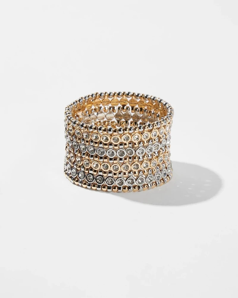 Pavé-Accent Wide Stretch Bracelet
