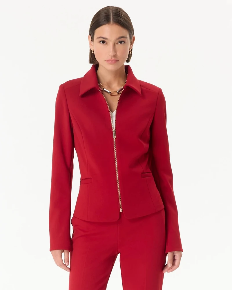 Knit Crepe Zip-Front Jacket