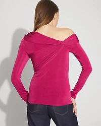 Draped Jersey Top with Twist Details