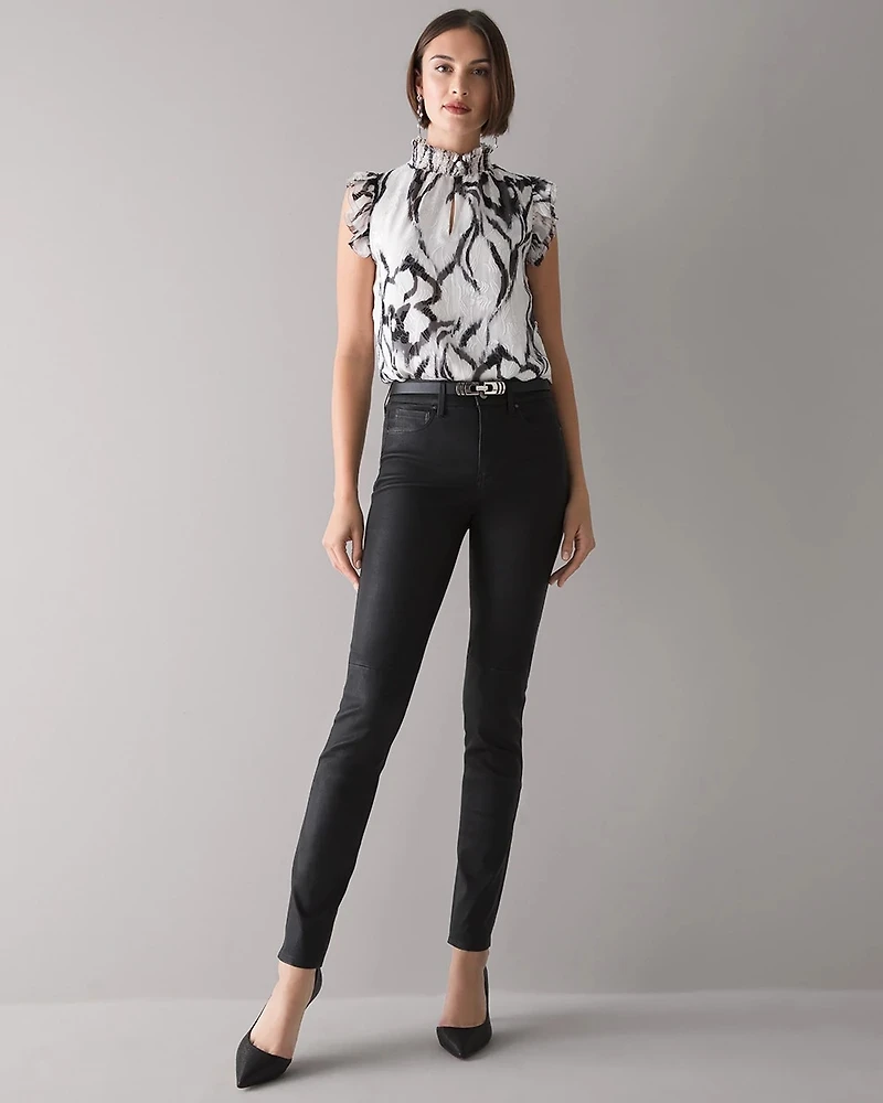 Genuine Leather Slim Ankle Pants