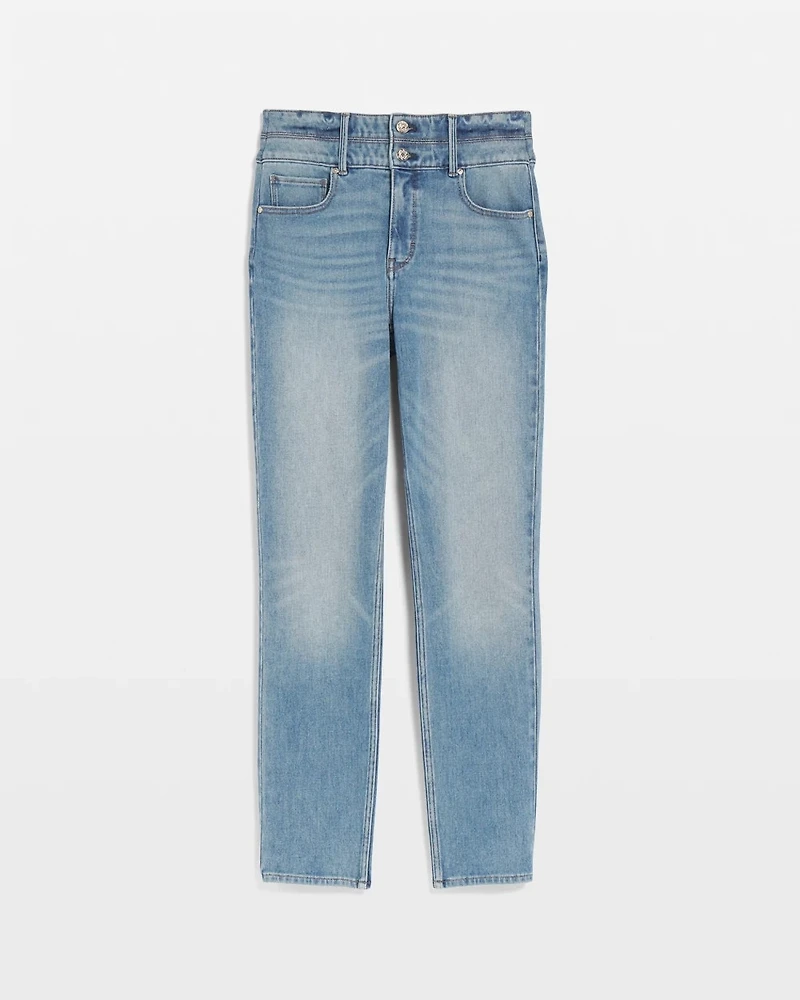 Extra High-Rise Double Waistband Slim Ankle Jeans