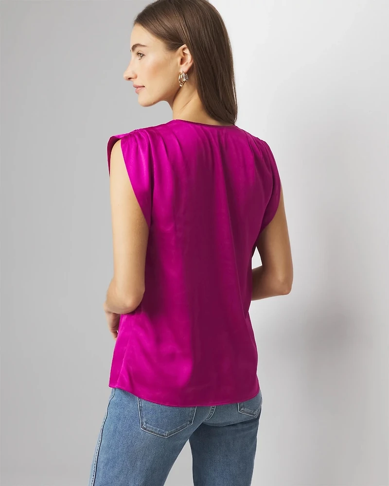 Petite Ruched Shoulder Shell Top