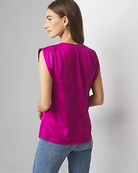 Petite Ruched Shoulder Shell Top