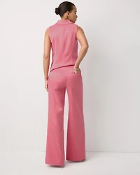 Petite Satin Twill High Rise Wide Leg Pant