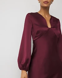 Balloon Sleeve Satin Dress