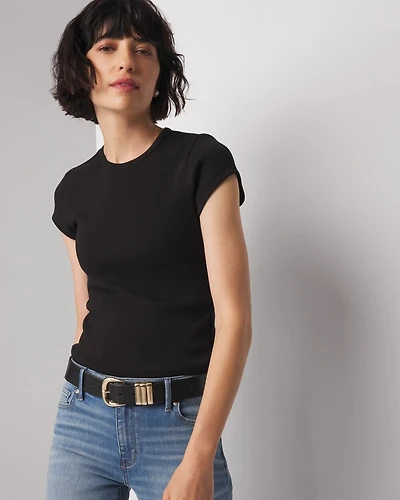 Pima Cotton Rib Short Sleeve Crew Tee