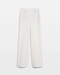 Pinstripe Button-Tab Wide Leg Trouser