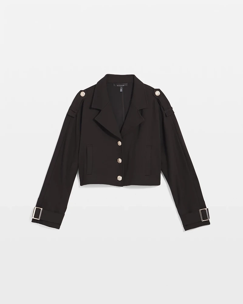 Cropped Knit Trench Jacket