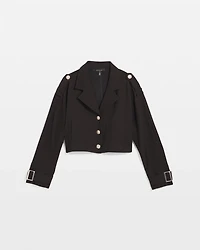 Cropped Knit Trench Jacket