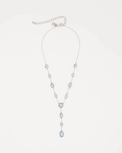 Denim Blue Glass Stone Y-Necklace