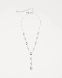 Denim Blue Glass Stone Y-Necklace