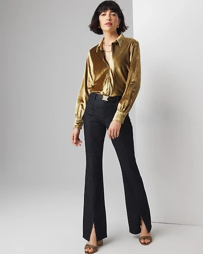 High-Rise Sculpt Skinny Flare Ankle-Slit Jeans