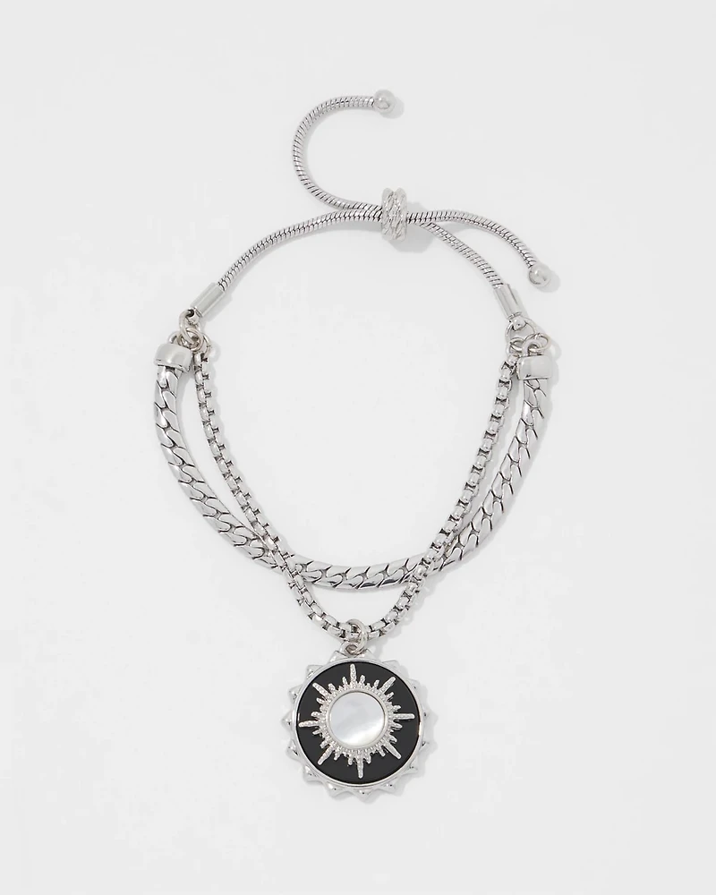 Silver Onyx Charm Bracelet
