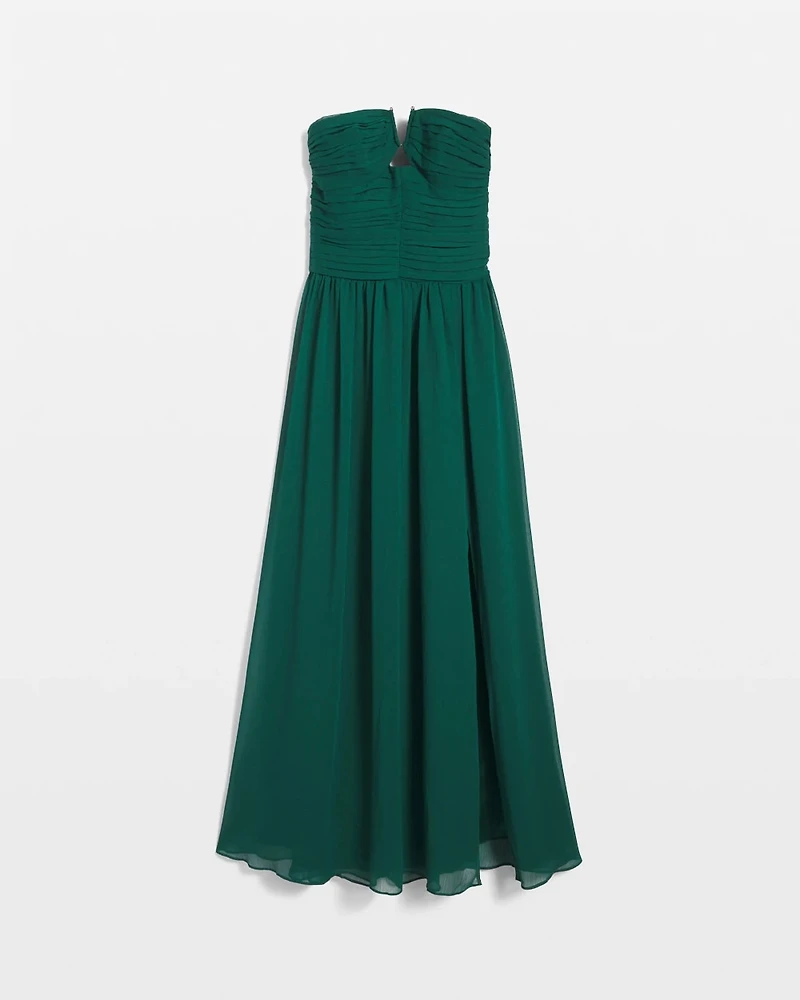 Chiffon Pleated Strapless Gown