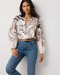 Long Sleeve Y-neck Blouse