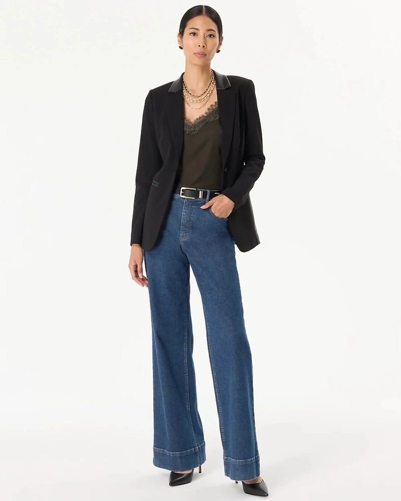 Petite WHBM® Knit Crepe One-Button Blazer