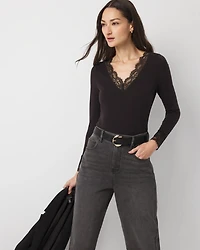 Lace Trim Long Sleeve Tee