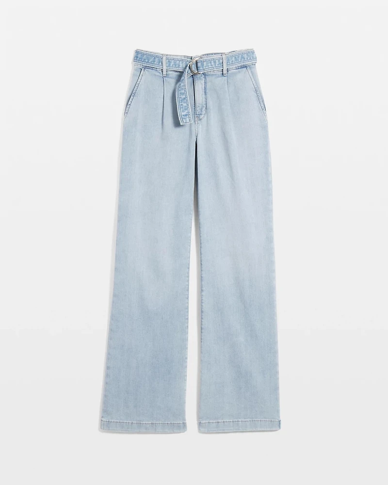 Petite High-Rise Pleated Trouser Jean