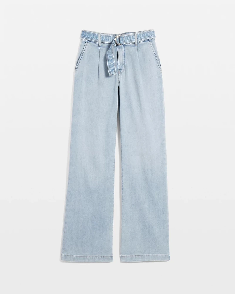 Petite High-Rise Pleated Trouser Jean