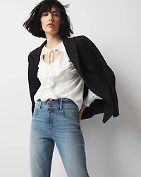 Petite Tie-Neck Ruffle Blouse