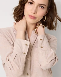 Linen-Blend Button Front Shirt
