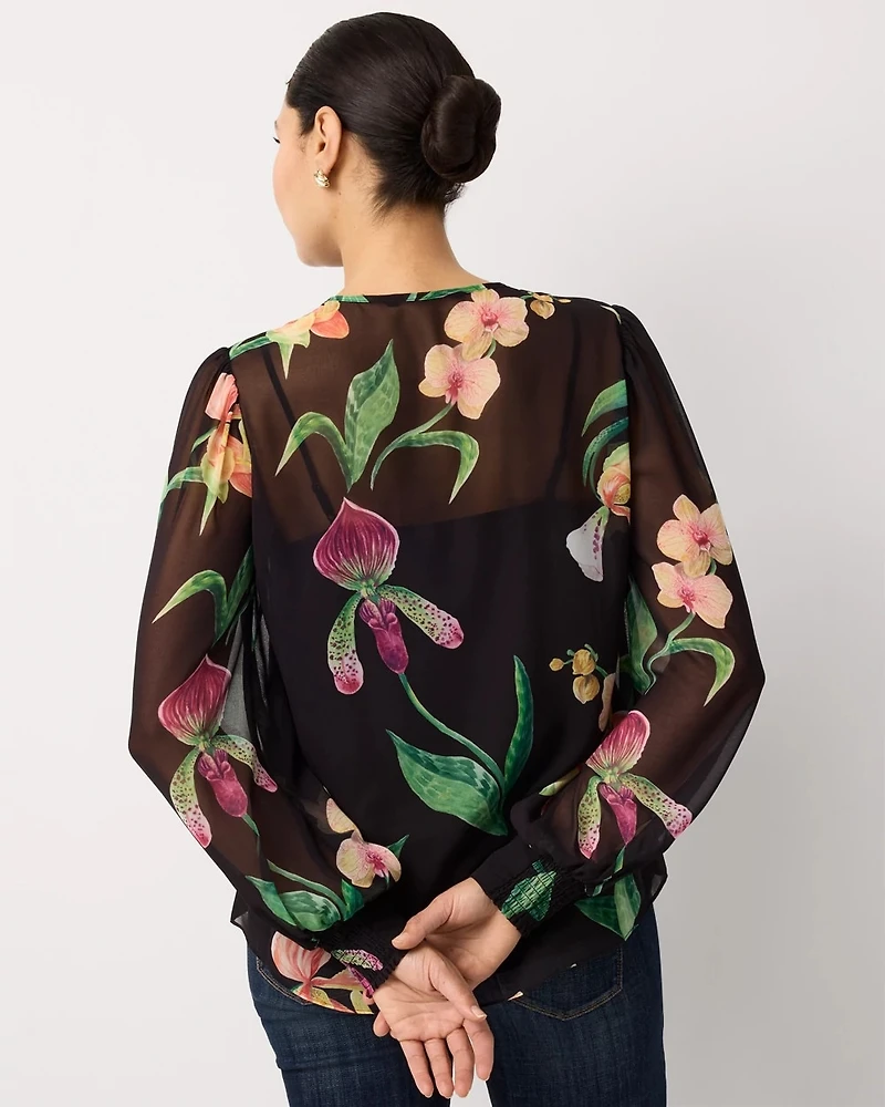 Chiffon Tie-Neck Blouse