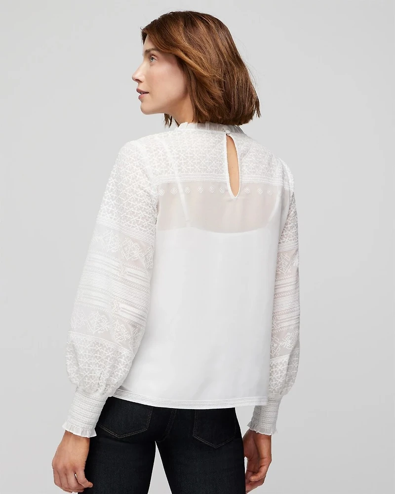 Long Sleeve Embroidered Blouse