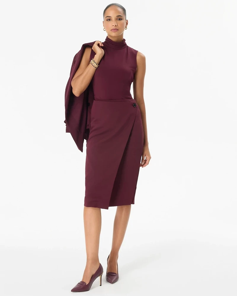 Faux Wrap Pencil Skirt