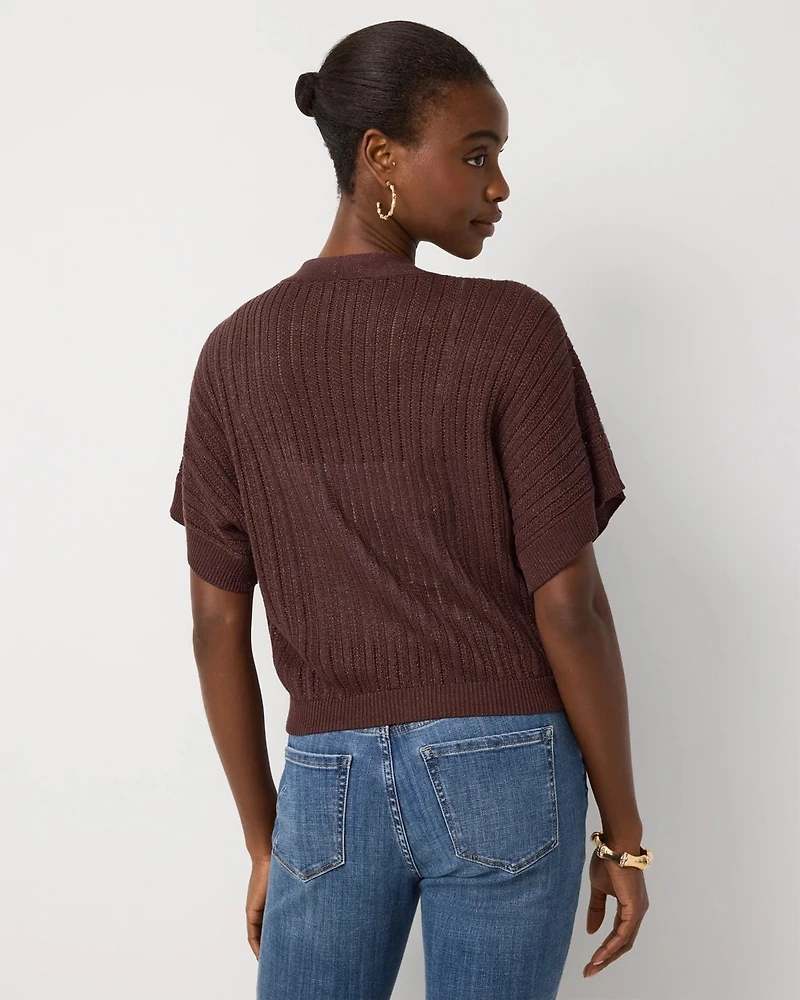 Metallic Short Sleeve Cardigan