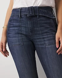 High-Rise Belted Skinny Flare Jeans