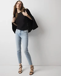Side-Button Ribbed Crewneck Top