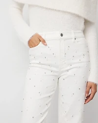 Rhinestone + Glass Pearl Extra High Rise Straight Jean