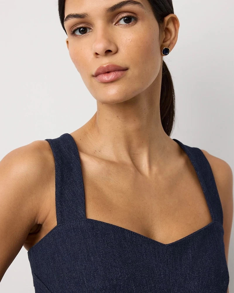 Denim-Look Wrap Detail Bustier