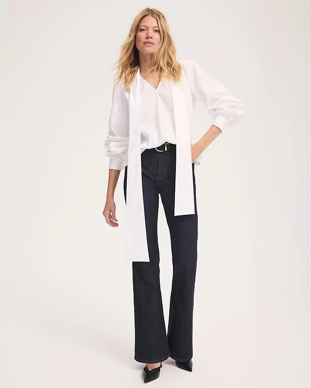 Removable Bow Poplin Blouse