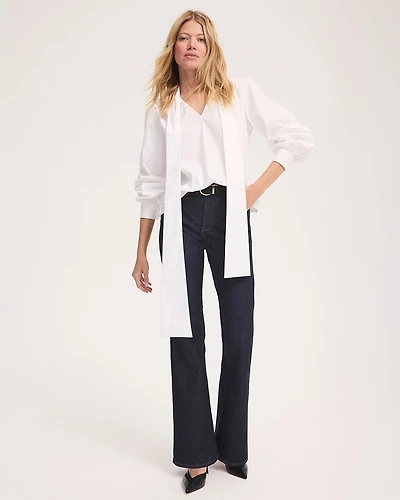 Removable Bow Poplin Blouse