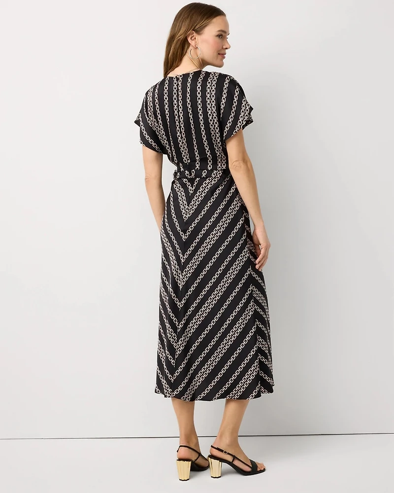 Ruched Satin Midi Dress